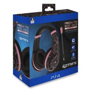 4Gamers PRO70 PS4 Gaming Headset Rose Gold Edition - Abstract Black - Headset - Sony PlayStation 4