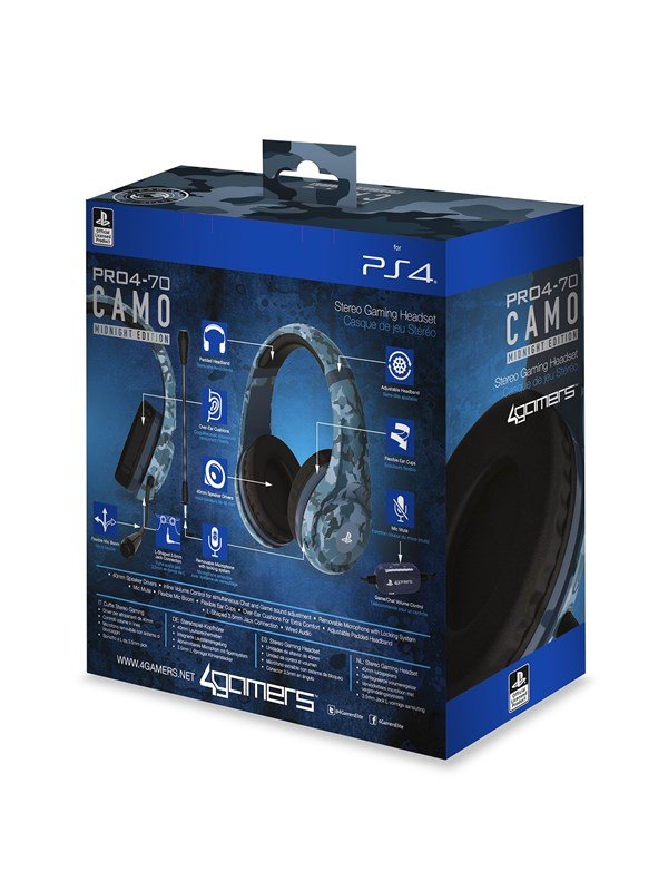4Gamers PRO70 PS4 Stereo Gaming Headset - Midnight Camo - Headset - Sony PlayStation 4