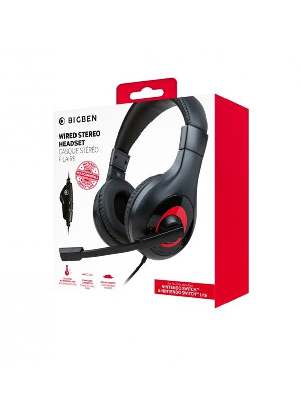 BigBen Interactive Stereo Gaming Headset V1 - Black/Red - Headset - Nintendo Switch