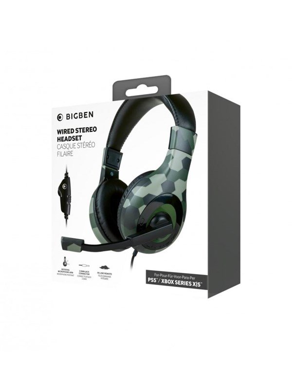 BigBen Interactive Stereo Gaming Headset V1 - Green Camo - Headset - Microsoft Xbox Series S