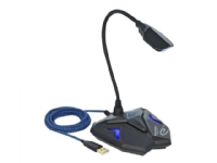 Delock Desktop USB Gaming Microphone with Gooseneck and Mute Button - Mikrofon - USB - sort, blå
