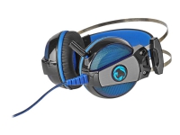 Nedis GHST500BK - Headset - 7.1 kanaler - fuld størrelse - kabling - USB - sort, blå