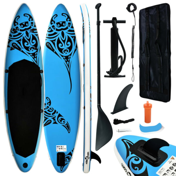 oppusteligt paddleboardsæt 305x76x15 cm blå
